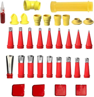 33-delige set afdichtnozzles van roestvrij staal en silicone, verwijderbare tips voor precisieafdichting, ideaal voor klussen en reparaties