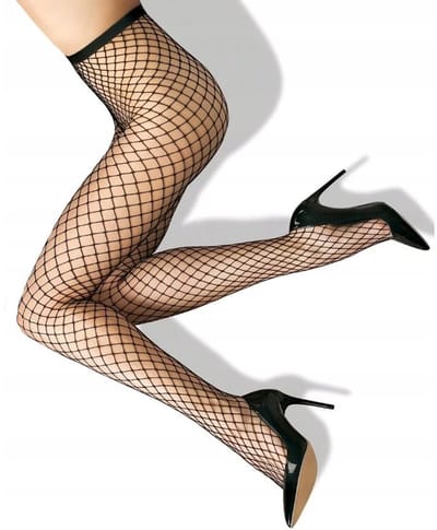 Fashion Fishnet Panty Hose - Stocking LARGE Raster - Black - One Size