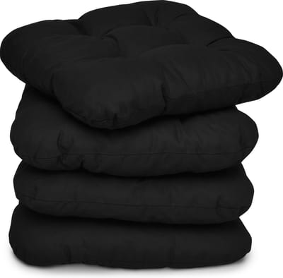 Beautissu Lisa – Set van 4 Zitkussen 40x40 cm – Stoelkussens Eetkamer – 8cm Vulling – Zwart