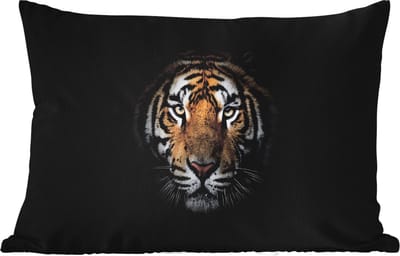 Buitenkussens - Tuin - Tijger - Wilde dieren - Portret - Zwart - Dieren - 50x30 cm