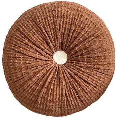Geplooide Knop Ronde Decoratieve Sierkussen Handgemaakt Massief Tatami Vloermat Zitkussens Rug Poef Voor Bank Bank Stoel Europa 40cm koffie