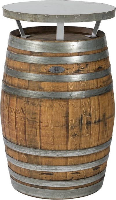 Wijnvat Statafel "Brandy" – Bartafel - Industrieel Design – Ø67 cm x 120 cm hoog – Met Gegalvaniseerd Blad – Duurzaam