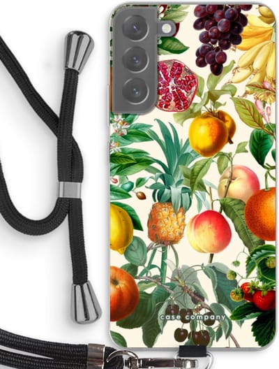 Case Company® - Hoesje met koord geschikt voor Samsung Galaxy S22 Plus hoesje met Koord - Classic Flora - Telefoonhoesje met Zwart Koord - Bescherming aan alle Kanten en Over de Schermrand