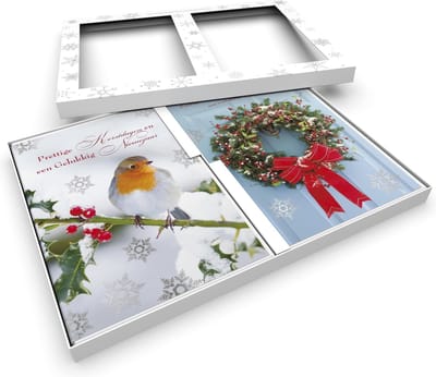 MGPcards - 10 Luxe Kerstkaarten - 100% plastic vrije verpakking - Onbedrukte binnenzijde - Folie - doos: 20 x 27 x 2,2 cm