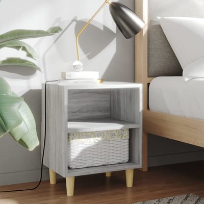 vidaXL - Nachtkastjes - 2 - st - met - houten - poten - 40x30x50 - cm - grijs - sonoma