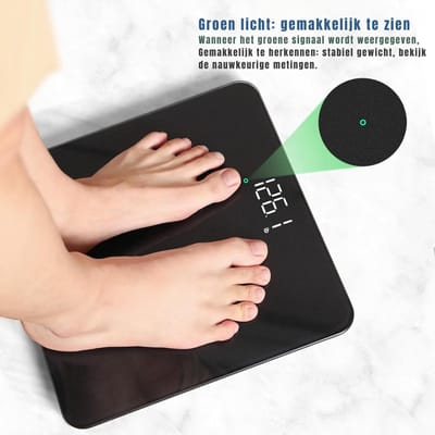 TIM® Weegschaal - Digitale Weegschaal - Digitale Weegschaal Personen - Zwart- 28cm x 28cm x 3cm; 1.2 kg