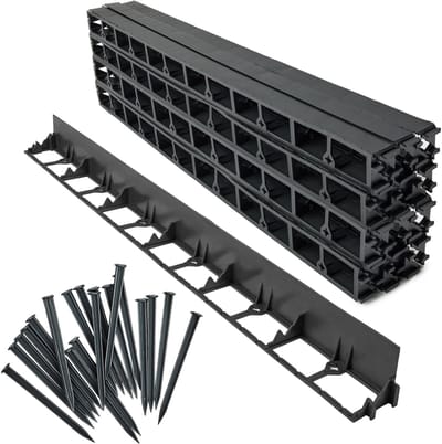 Garronda – Bedranding - Kunststof Stoeprand met Bevestigingsankers – 24 m x 7,8 cm met 50 Bevestigingsnagels - GD-JBM-Border100