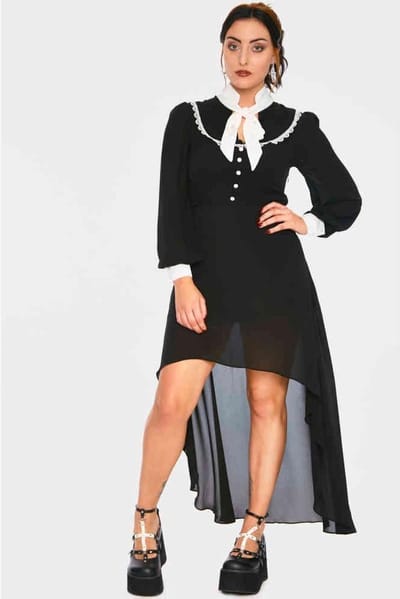 Jawbreaker - Coven High low jurk - M - Zwart