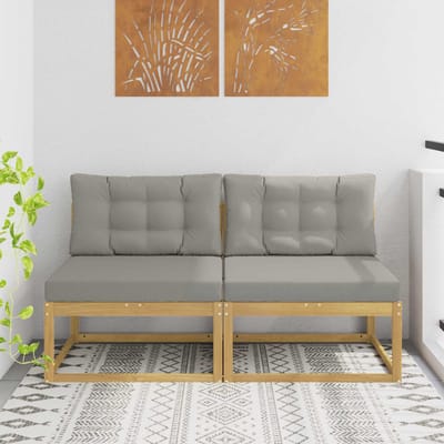 vidaXL - 2 - Stuk - Buiten - Midden - Sofa - Polyester - Wit