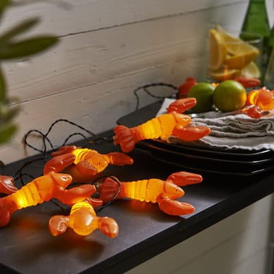 Star Trading sprookjesverlichting Crayfish Party, rivierkreeft, oranje, timer, warm wit, voor buiten, 2,1 meter