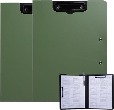 Klemmbord A4 2-Pack - Groen met deksel - Schrijfmap met 2 klemmen - Ideaal voor kantoor en school - ShopVlot
