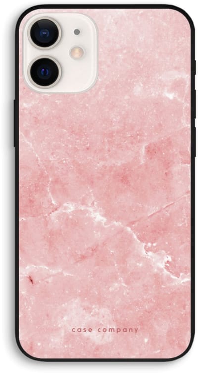 Case Company® - Hoesje geschikt voor iPhone 12 hoesje - Roze marmer - Biologisch Afbreekbaar Telefoonhoesje - Bescherming alle Kanten en Schermrand