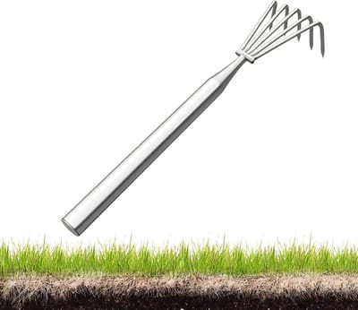 Tuinhark RVS - Metaal Cultivator - Onkruid Verwijderen - Lange Steel - 5 Klauwen - Zilver