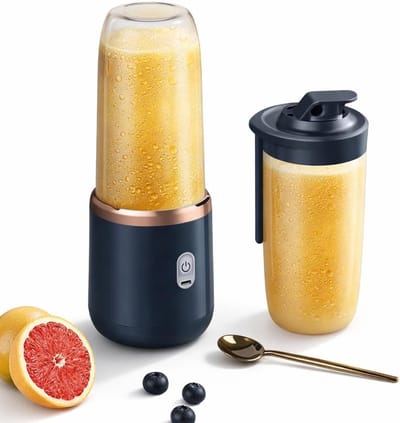 Draagbare Blender - Mini Mixer - Fruitshakes Maken - 6 Krachtige Messen - 400 Ml Capaciteit - Blauw