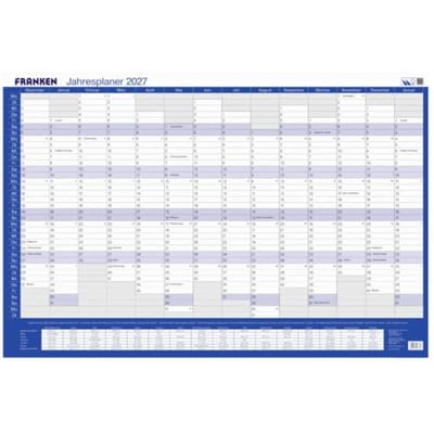 Franken PKV100227 Bureau onderlegger Jaarplanner 2027 Wit, Blauw (b x h) 910 mm x 610 mm 1 stuk(s) PKV100227