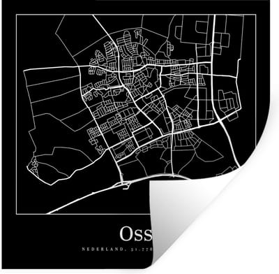 Muurstickers - Sticker Folie - Oss - Plattegrond - Stadskaart - Kaart - 100x100 cm - Plakfolie - Muurstickers Kinderkamer - Zelfklevend Behang XXL - Zelfklevend behangpapier - Stickerfolie