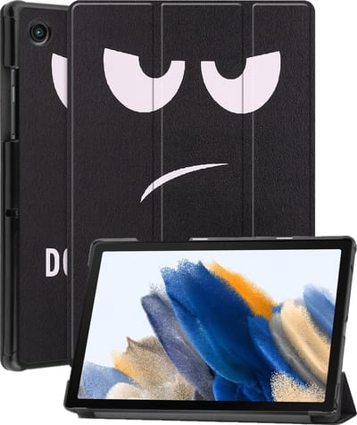 Hoesje - Geschikt voor Samsung Galaxy Tab A8 - Dun & Stevig - Hardcover Book Case - Trifold Bookcase Hoes - Hard Cover - Tablethoes - Don't Touch Me