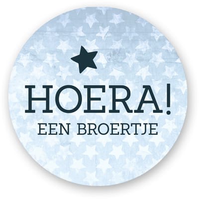Sluitstickers Hoera een Broertje! – 4 cm Rond – 25 Stuks – Geboorte Jongen – Lichtblauw met Sterren
