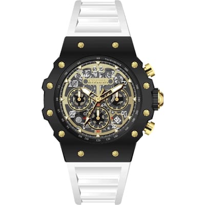 Invicta Racing 69653 Herenhorloge - Quartz Uurwerk - Acryl met Gouden Wijzerplaat - 43 mm