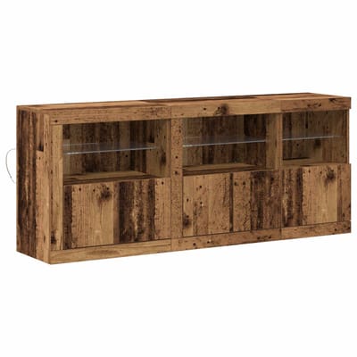 vidaXL - LED - Dressoir - Oudhout - 162 - x - 37 - x - 67 - cm - Bewerkt - hout