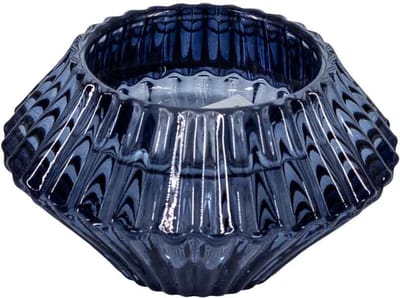 Glazen waxine- en kaarsenstandaard blauw