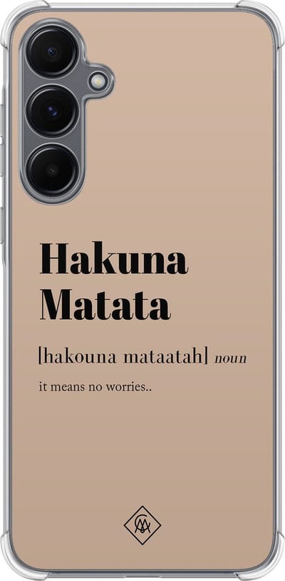 Casimoda® hoesje - Geschikt voor Samsung Galaxy A35 5G - Hakuna Matata - Shockproof case - Extra sterk - TPU/polycarbonaat - Bruin/beige, Transparant