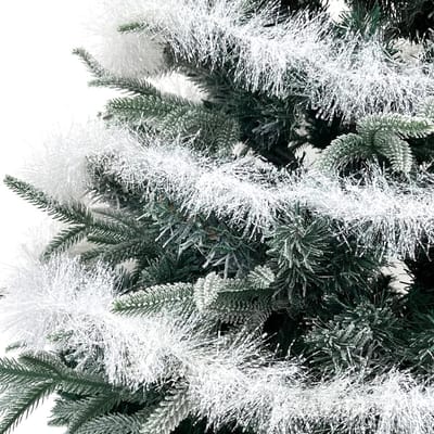 Lange Metallic Kerst Tinsel Girlande van 10 meter voor Boomdecoratie, Wreaths en Feestversiering in Wit