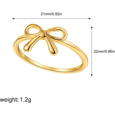 Minimalistische Mode Gouden Kleur Roestvrij Staal Strik Ringen Metaal Waterdicht Aantrekkelijke Dames Sieraden Accessoires 8 beige