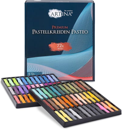 Artina Pasteo Pastelkrijt voor volwassenen - Set van 72 Stuks Zachte Krijtstiften - Fijne Pastelpotloden van zachte Krijt