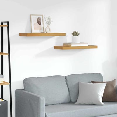 vidaXL - Wandplank - 2 - st - Bruin - 60 - x - 23,5 - x - 3,8 - cm - Bewerkt - hout