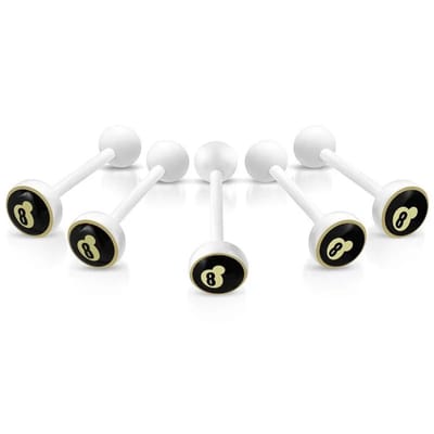 Aramat Jewels | Tongpiercings | Uniek Witte Tongpiercing met Prachtig Logo | Biljartbal-8 | |8mm | Kunststof | Volwassenen | Verkleurd niet