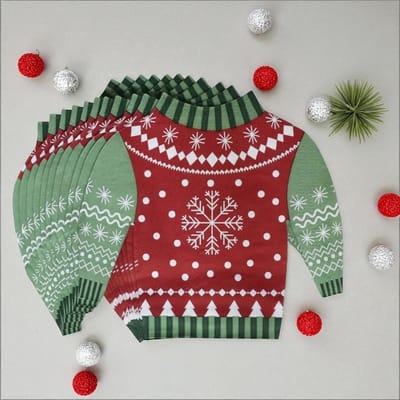 Kerst servetten kersttrui - 12 stuks - 33x33 cm - Kerstaccessoire