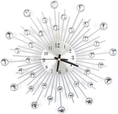 Moderne wandklok met diamantinlegwerk, wandklokdecoratie, stille wandklok, nauwkeurig modern, stil ontwerp, wanddecoratie voor thuis, kantoor en hotel.