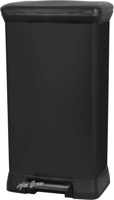 Mrs. Jones Pedaalemmer 50 liter zwart deksel en zakring - Ideaal voor thuisgebruik .