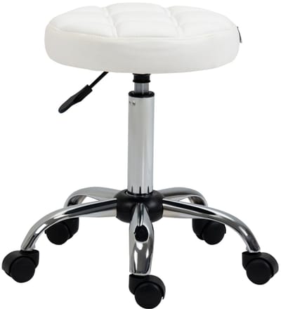 MODENUIT Werkkruk 35,5 cm - Hoogteverstelbaar En Draaibaar - Voor Salon, Studio En Keuken - Gebonden Leer - Wit