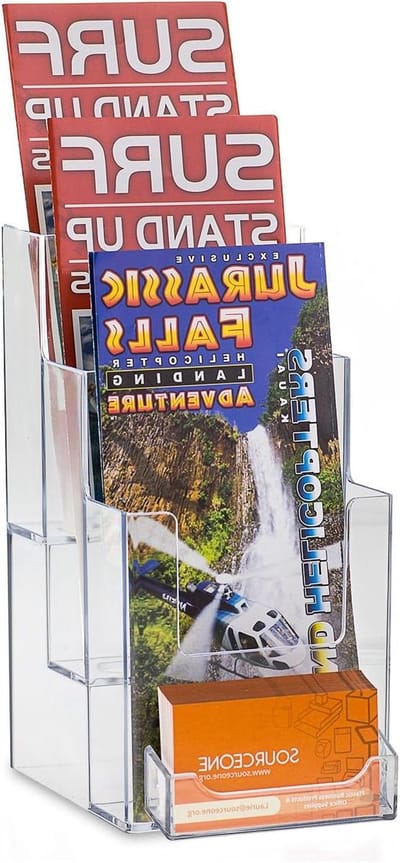 Brochure Houder - Flyer Display - Kantoor Organisatie - Ruimtebesparend 3 Lagen - 4 Inch Breed - Helder