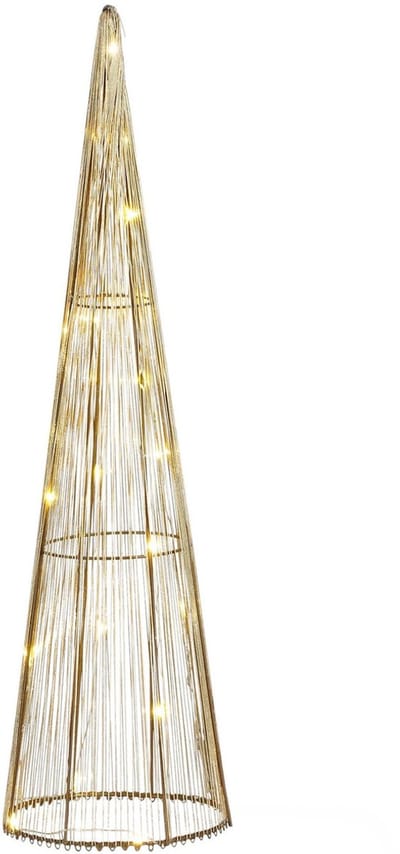 Mica Decorations LED kegel - kerstboom lamp - goud - polyester/metaal - H50 cm - kerstverlichting