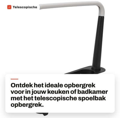 Dailygoods- Opbergrek Telescopisch - Multifunctionele Spoelbakhouder - Keuken/Badkamer - Verstelbaar - Hygiënisch - Inclusief Houder en Dwarsstang - Gootsteenrek