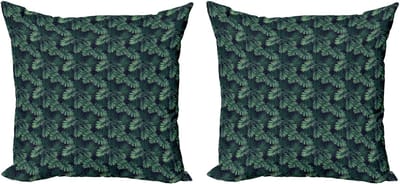 ABAKUHAUS Decoratieve kussenhoes met palmboommotief, 2 stuks, modern accent, dubbelzijdige digitale print, 40x40 cm, jadegroen