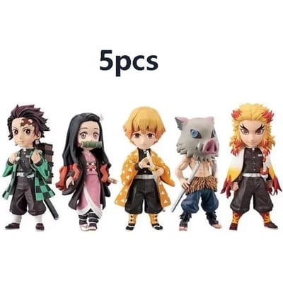 5 Pièces/Ensemble Figurine d'Action Anime Demon Slayer Jouets Dessin Animé PVC Kamado Tanjirou Kamado Nezuko Modèle Poupée Jouet Cadeau Pour Enfants