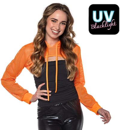 Boland - Visnet bolero neonoranje (M) - Volwassenen - Danser/danseres - Festival - Rave - UV blacklight