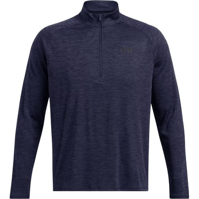 Under Armour UA Tech Textured 1-2 Zip-BLU Heren Sportshirt - Midnight Navy - Zwart
