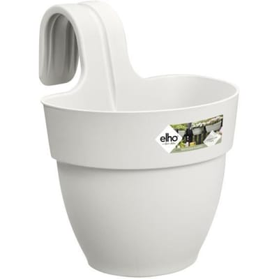 Elho Vibia Campana Easy Hanger S 21 - Balkonbak met Ophanghaken - 100% Gerecycled Plastic - Ø 20.5 x H 26.5 cm - Zijdewit