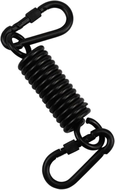 Hangstoelveren, metalen veren met karabiners, schokdemping voor hangstoelen, met bevestigingshaken, geschikt voor ruimtegebruik, zwart.