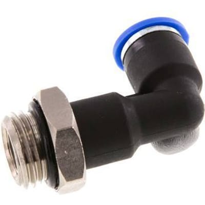 6mm x G1/4'' 90 graden L-verbinding Messing/PA 66 Insteekfitting buitendraad Lange Behuizing Draaibaar NBR [5 Stuks]