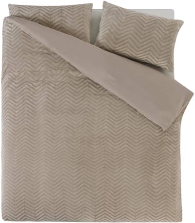 Droomtextiel Teddy Dekbedovertrek Chevron Taupe - 140x200/220 cm - Super Zacht
