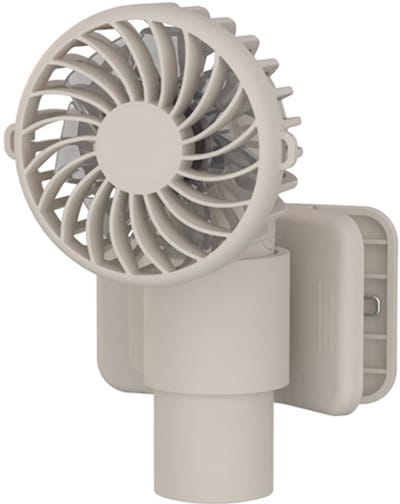 Nekventilator - Draagbare Ventilator - Nek Ventilator -Handventilator Mini Ventilator Ventilator met Clip - 3 Standen - 7 Bladen - Lichtbruin