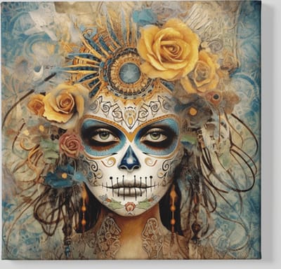 Vierkant Canvas Schilderij - Wall Art - Dia de Los Muertos - 40x40x2 cm