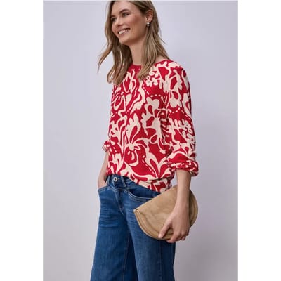 Shirt met ronde hals en volumemouwen