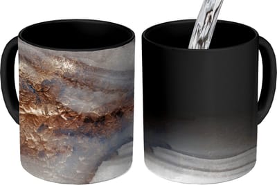 Magische Mok - Foto op Warmte Mokken - Koffiemok - Storm - Goud - Abstract - Magic Mok - Beker - 350 ML - Theemok